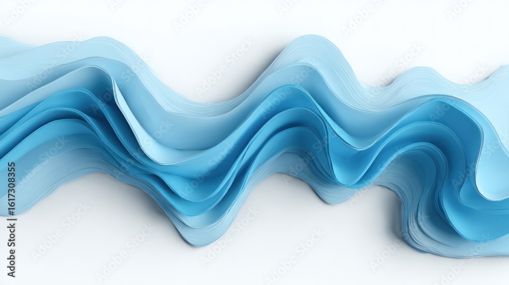 Fototapeta premium Abstract wave layers in shades of blue against a white background