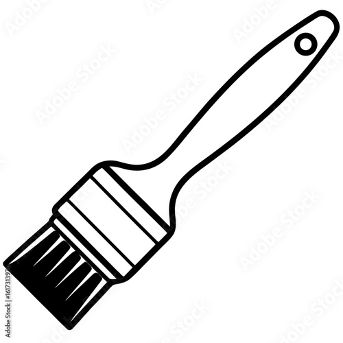 Simple outline of a paintbrush with black bristles