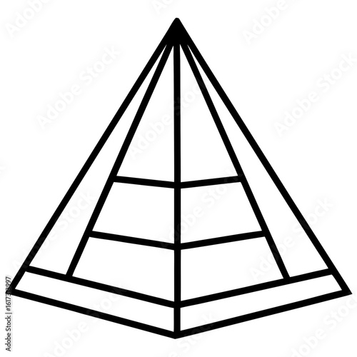 Abstract geometric pyramid structure with horizontal divisions