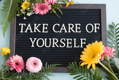Take care of yourself floral inspiration sign