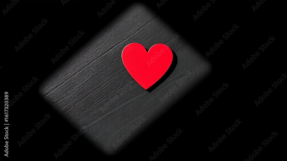 Obraz premium Red heart-shaped object on a dark textured surface, conveying emotion through minimalist design.
