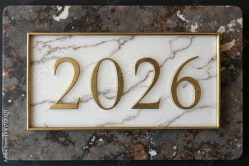 Elegant 2026 Gold Numbers on Marble Background