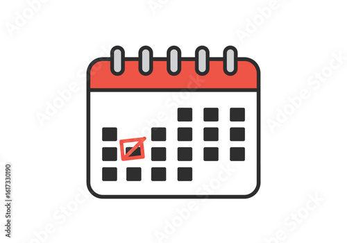 Vector illustration of a calendar icon with a marked date, symbolizing planning, deadlines, and time management.