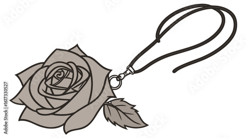 An elegant rose pendant necklace, a beautiful and stylish accessory perfect as a gift for a loved one, isolated on white background