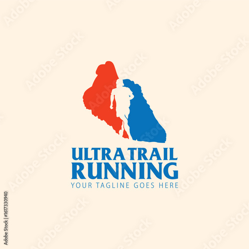 Ultra Trail running logo vector illustration on white background