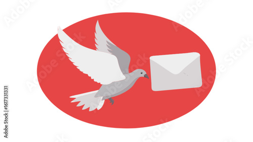 A dove is delivering a letter in a vector illustration