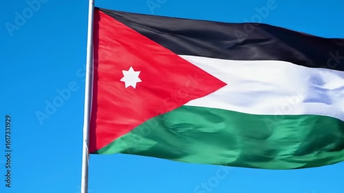Jordanian flag waving in the breeze