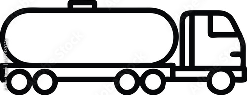 Line art illustration of a tanker truck vehicle transportation