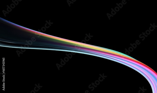 Abstract rainbow colored smoke trails against a black background