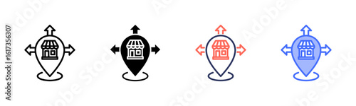 Market Expansion icon set multiple style collection