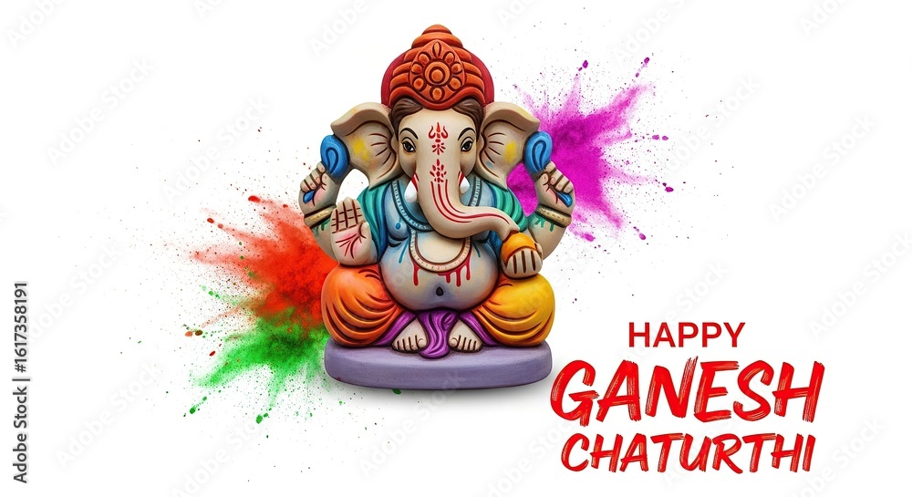 Naklejka premium illustration of Lord Ganpati for Ganesh Chaturthi festival of India, Ganesh chaturthi for greeting,card, poster background.