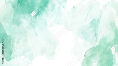 Mint green watercolor wash background texture, abstract art design for website banner