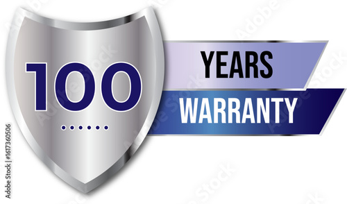 Minimalist years warranty shield label icon badge design. blue and silver color. Guarantee, quality assurance, protection. warranty badge sign insignia symbol with stars on transparent background