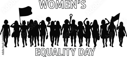 Vector art of a group of women are protesting for womens equality day
