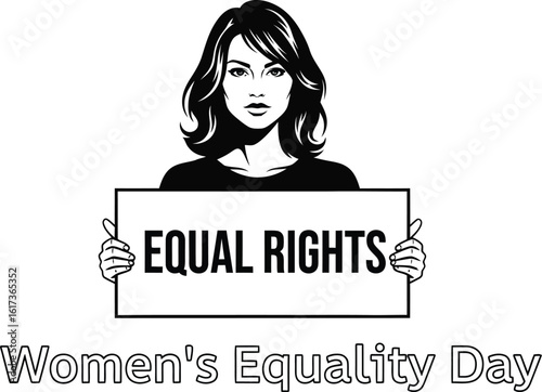Vector art of a woman holding an equal rights sign for womens equality day