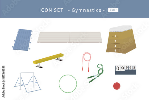 Gymnastics Equipment Icon Set
