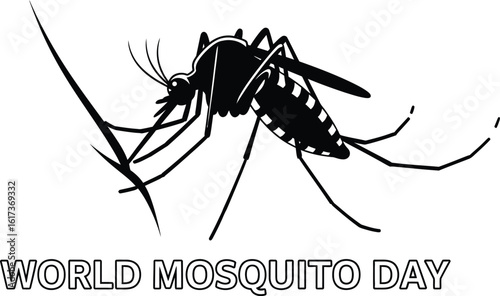 Vector art of a mosquito illustration for world mosquito day, raising awareness about mosquitoborne diseases and promoting prevention efforts