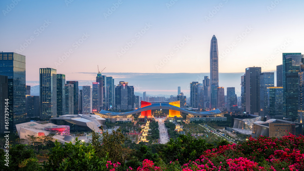 Fototapeta premium Modern Skyline Cityscape at Dawn