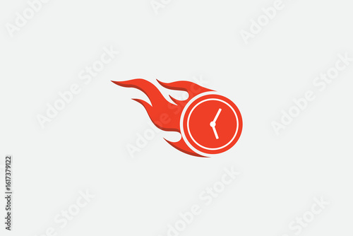 A fast time logo featuring a stopwatch, representing a speed concept for quick delivery, express, and urgent services. This vector line icon illustrates deadlines and delays