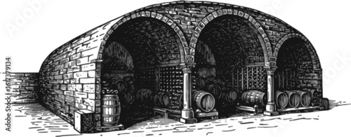 Engraving vintage wine vault
