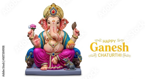 illustration of Lord Ganpati for Ganesh Chaturthi festival of India, Ganesh chaturthi for greeting,card, poster background.