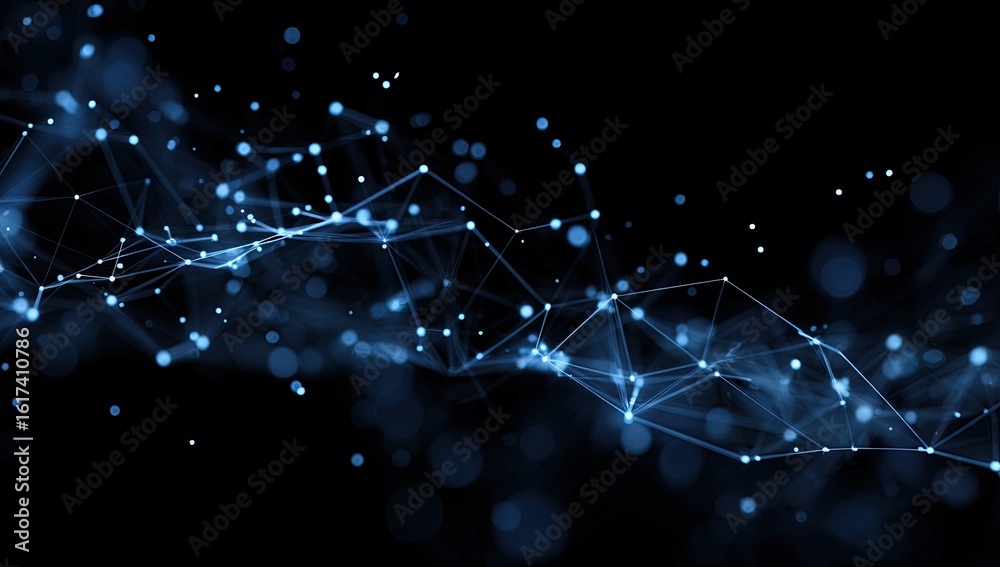 Fototapeta premium Abstract network design with light blue particles