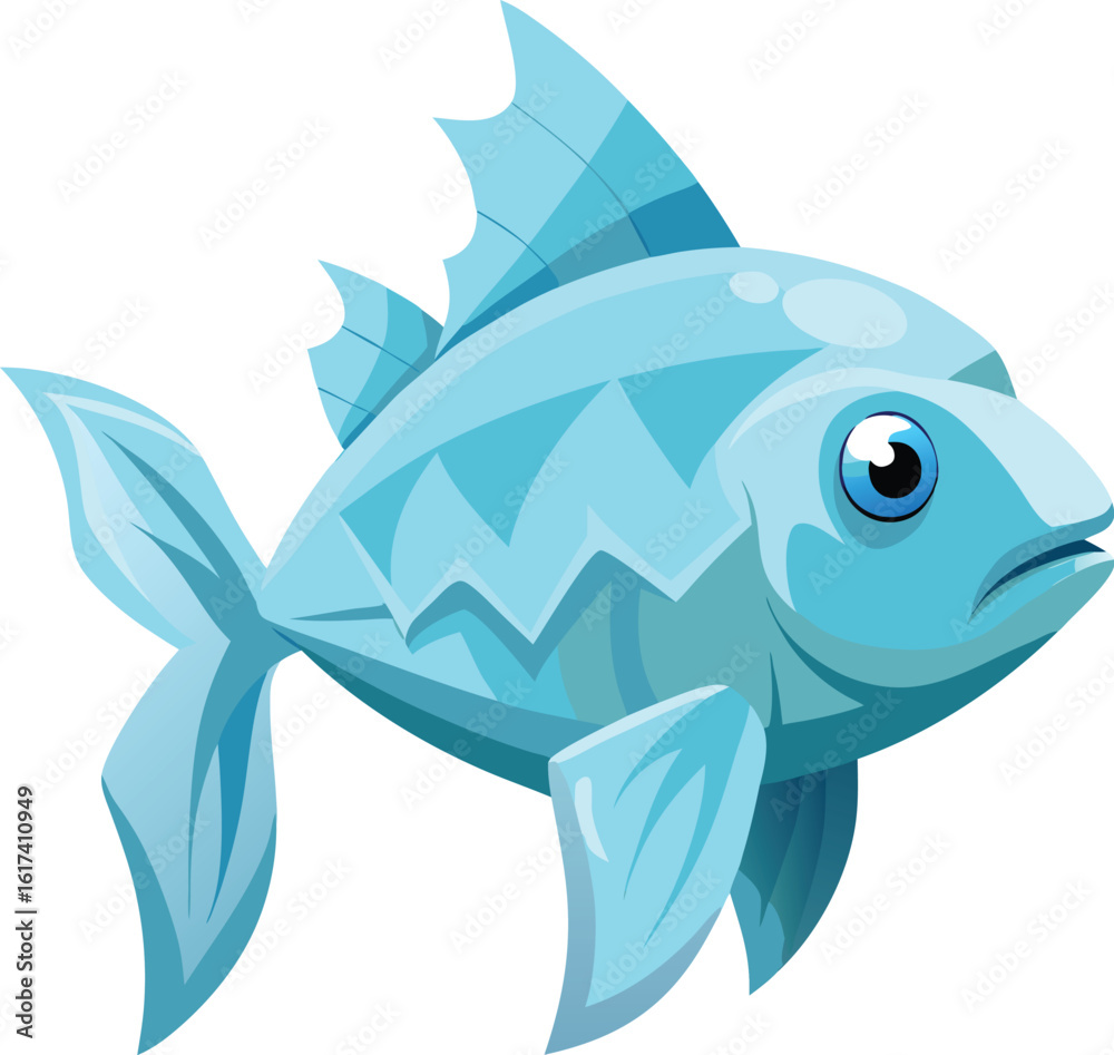 Obraz premium Blue Polygonal Fish Cartoon Vector