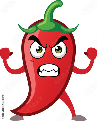 Angry Chili Pepper Cartoon Vector