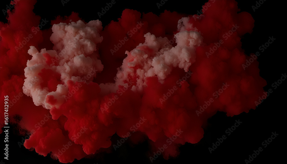 Fototapeta premium Vibrant Red Smoke Plume on Dark Background
