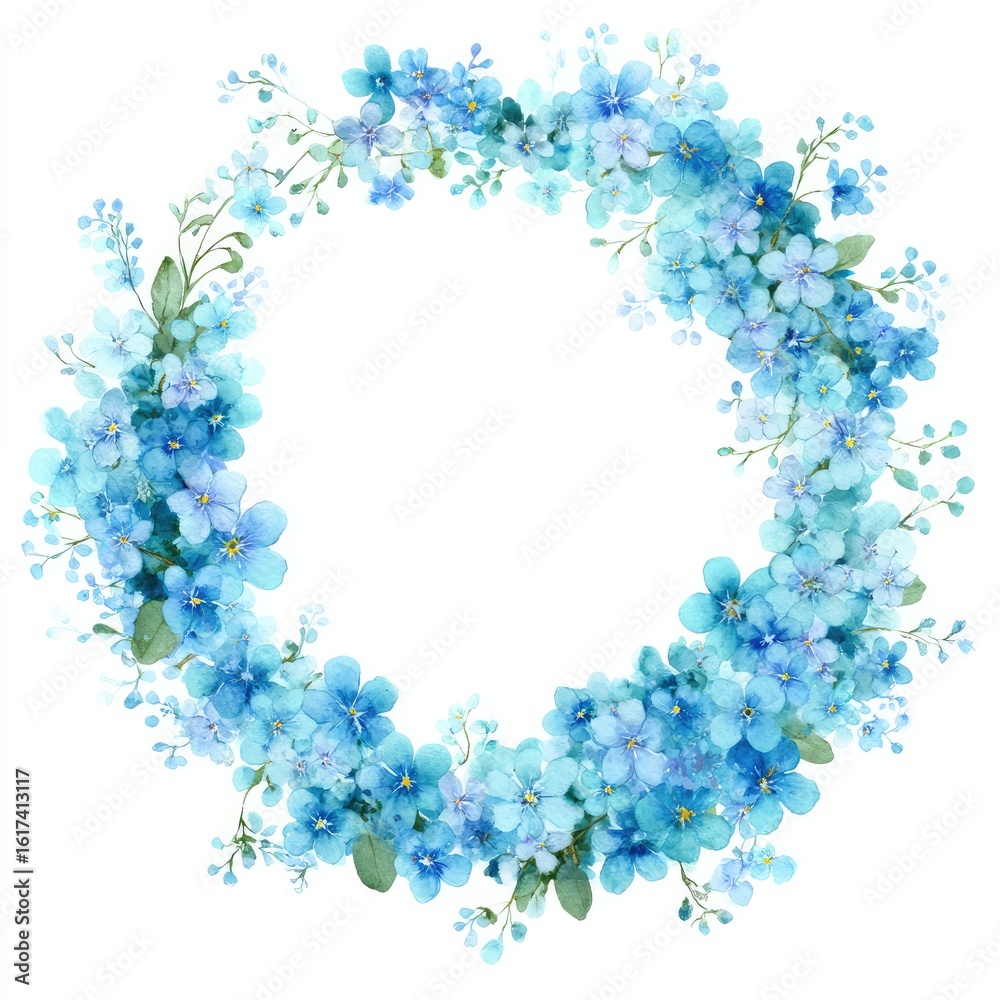 Fototapeta premium Light blue floral wreath