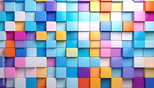 Colorful 3D cube mosaic