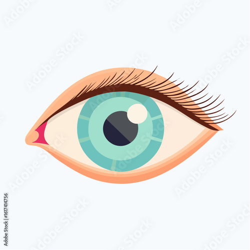 Single vector icon of an open human eye, full color with detailed iris and eyelashes, modern flat style