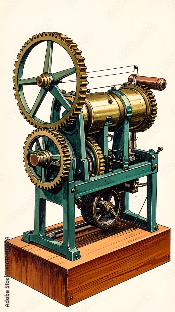 Obraz premium Detailed illustration of an antique machine