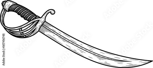 Find pirate sword illustration vector image of cutlass saber isolated on white background