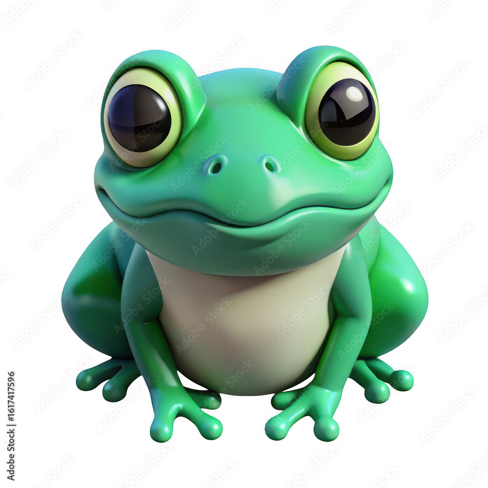 Fototapeta premium 3d cute green frog isolated on transparent background