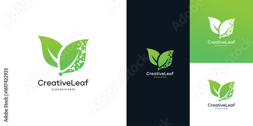 Leaf  design logo inspiration with ecology nature element, symbol, icon, web 