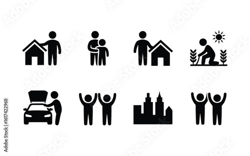 Various human activities icon set