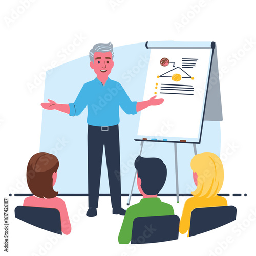 Boss Giving a Presentation Flat-style Vector illustration