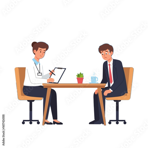 HR Interview Scene Flat-style Vector illustration