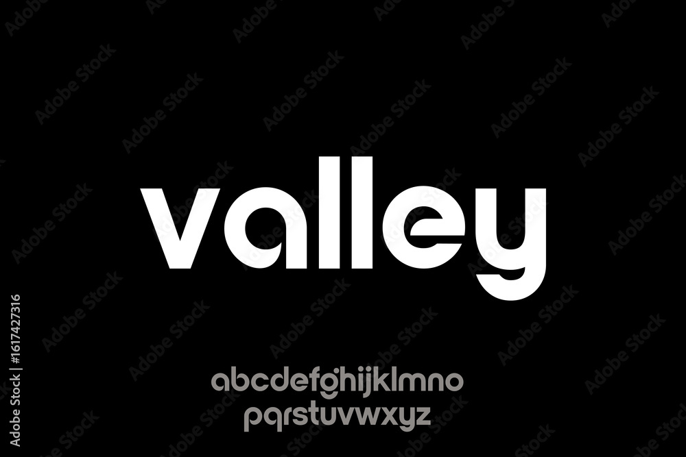 Obraz premium Modern Rounded Valley Typography Logo Alphabet