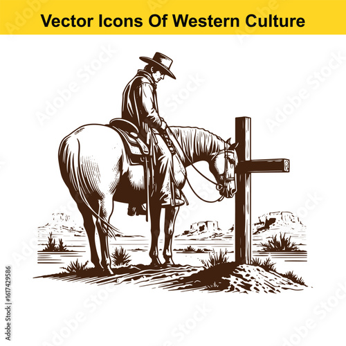 Silent Vigil: Cowboy and Horse at the Western Frontier Graves
