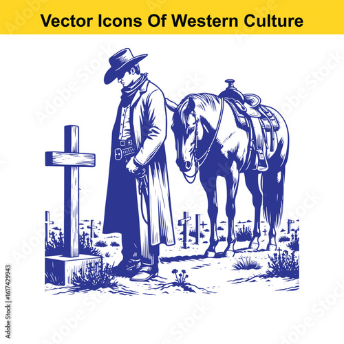 Silent Vigil: Cowboy and Horse at the Western Frontier Graves