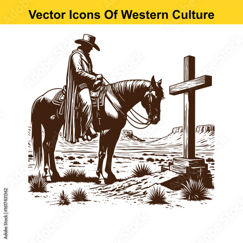 Silent Vigil: Cowboy and Horse at the Western Frontier Graves