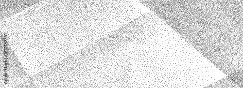 Black stippled folded paper texture. Rough dotted crumpled background. Gritty creased paper concept backdrop. Old damaged gritty overlay. Noisy grainy wrinkled notebook page wallpaper. Vector