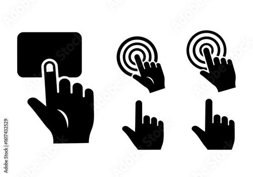Vector art of set of hand click and touch icons isolated on white background