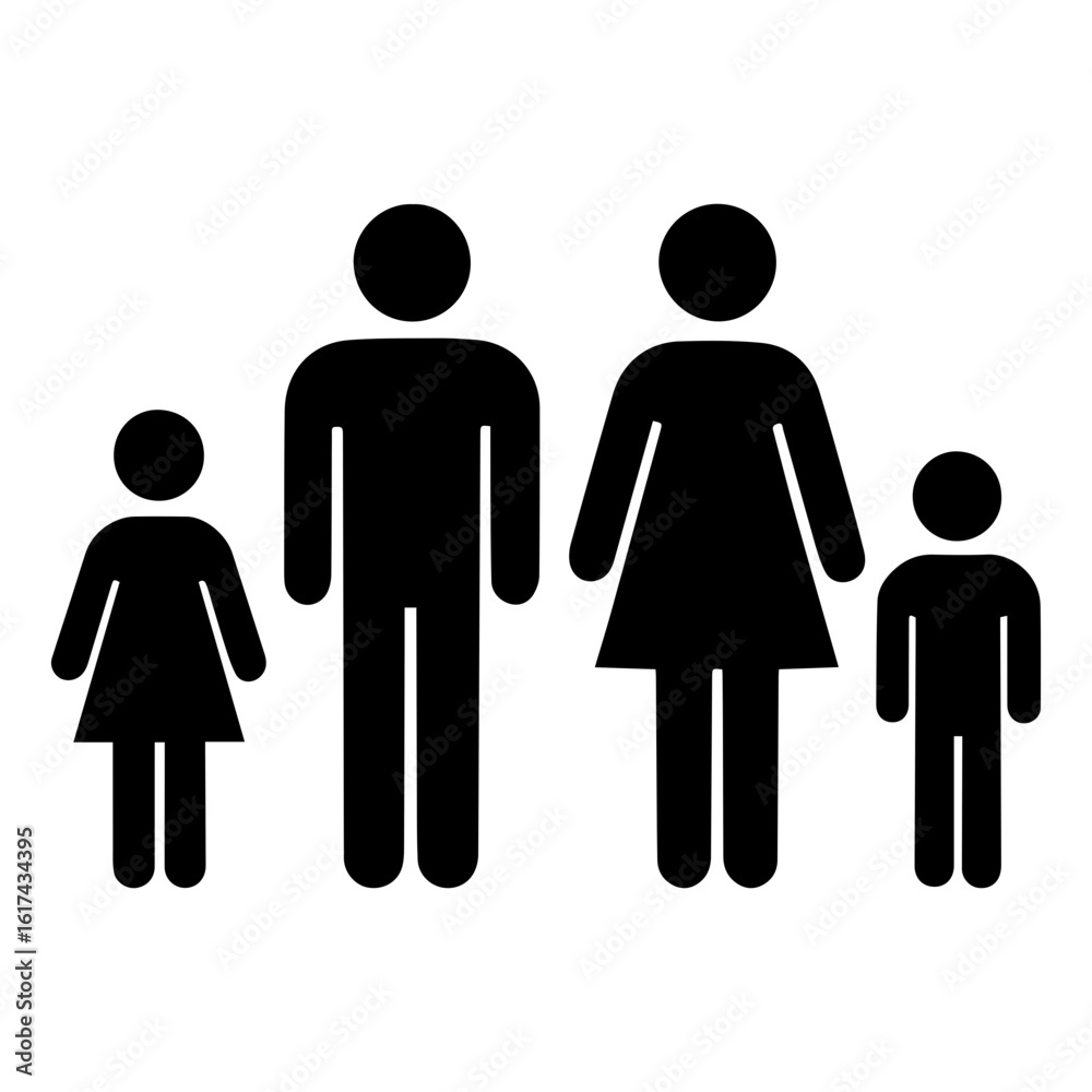 Restroom icon with male female and child family washroom symbols side by side for public bathroom signage on transparent background Restroom icon with male female and child family washroom symbols side by side for public bathroom signage on transparent background