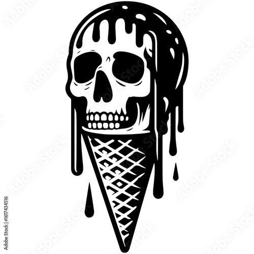 Ice cream with a cute Scull on a white background.
