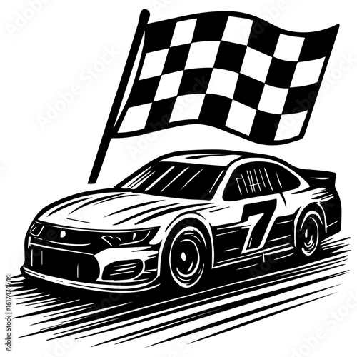 Stock car racing event icon with transparent background	