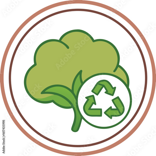 Recycled Cotton Green Icon. Vector Icon. Environmentally Friendly and Natural Quality Material. Tag, Label for Clothing
