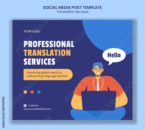 Multilingual Communication Social Media Post for International Translation Day Illustration